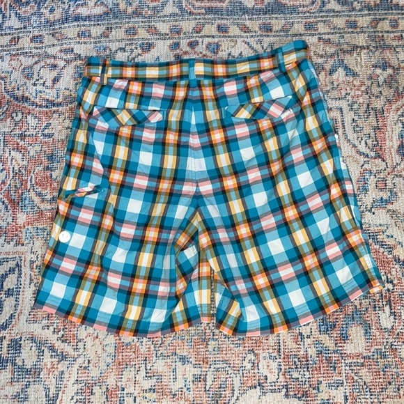 Lululemon Men’s Kahuna Blue Plaid Shorts SZ 36 EUC - Picture 2 of 3